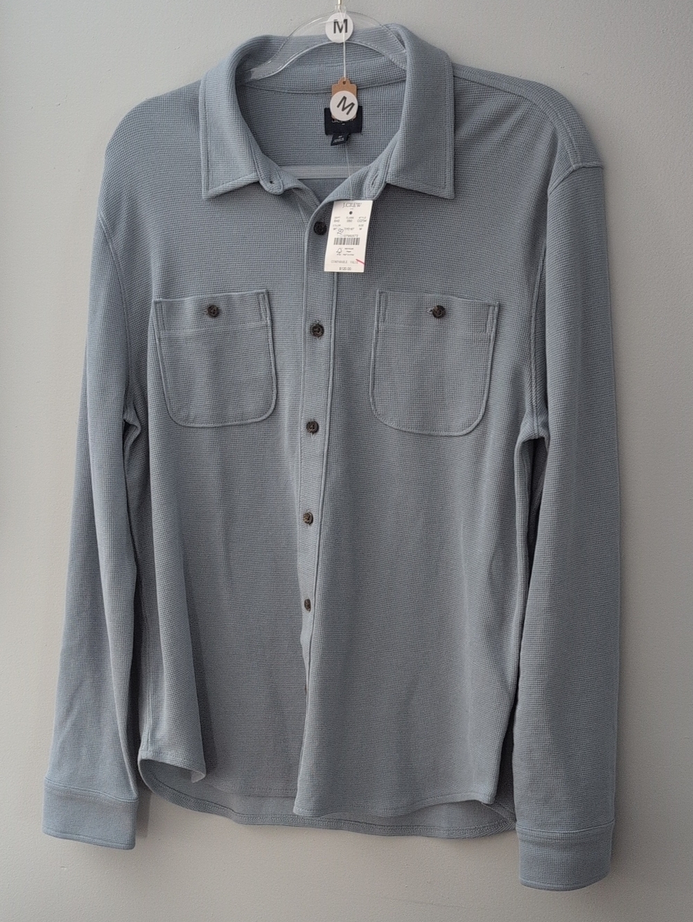 J. Crew  muted blue waffle knit button-up